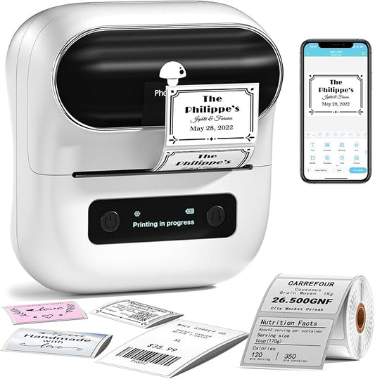 Phomemo Label Maker, M220 Barcode Printer, Bluetooth Thermal Label Printer, with Multiple Templates, Fonts, and Icons for Home, Kitchen, School, Office Organization-DeskLoop Office