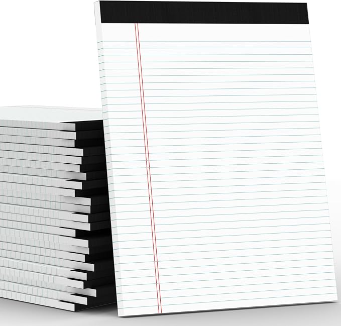 PINJINGPRO 24 Pack White Legal Pads 8.5 x 11 Writing Note Pads College Ruled by notepads