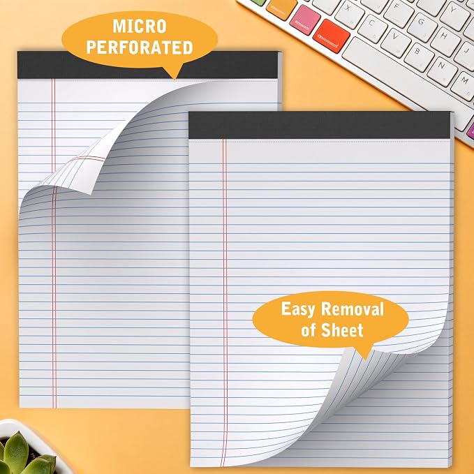 2 Pack 8.5 x 11 Inch White Legal Pads, College Ruled Writing Pads - Image 4