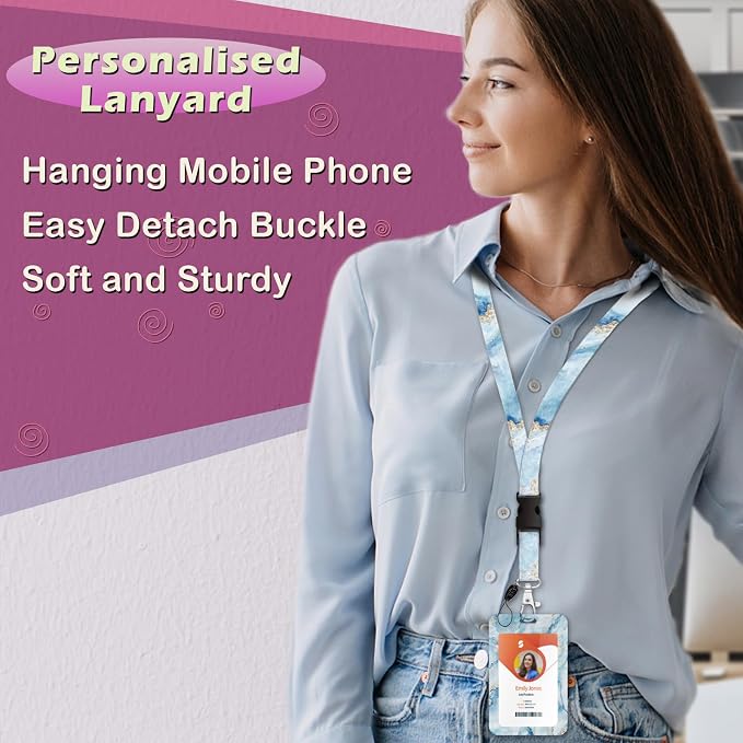 ID Badge Holder with Lanyard, Retractable ID Badge Card Holders Detachable Neck - Image 3