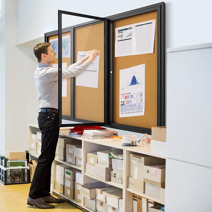 INNOVART Enclosed Bulletin Board 72”x48”, Lockable Cork Noticeboard - Image 7