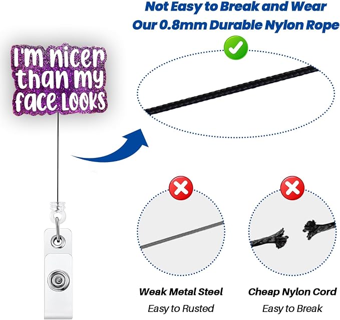 Funny Nurse Badge Reel, Retractable Pediatric Badge Reel, I'm Nicer Than My - Image 4
