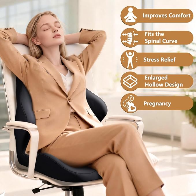 Seat Cushion with Back Support, Lumbar Support Pillow - Image 4
