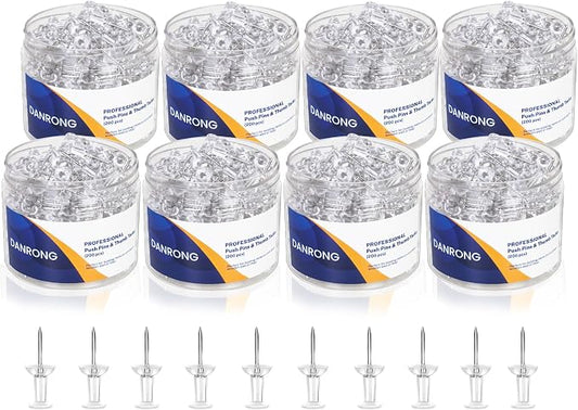 DANRONG 1600 PCS Clear Push Pins, Standard Thumb Tacks by DANRONG