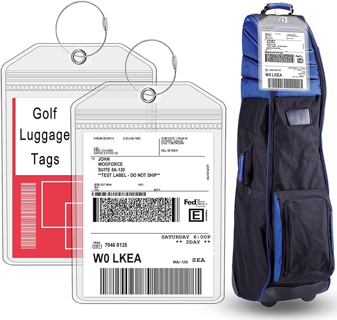 Extra Large Golf Luggage Tag 9" x 6 ", Shipping Label Holder by CRUISEAU