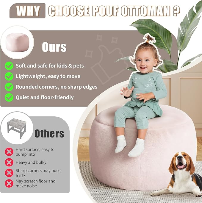 Gericco Round Stuffed Pouf Ottoman - Image 6