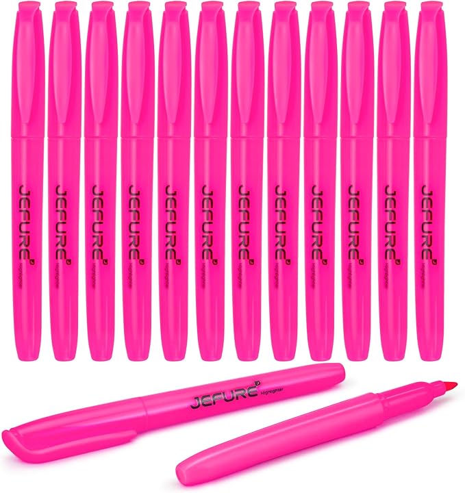 12 Pcs Highlighters, Chisel Tip, Note-Taking, Teacher & Student Supplies by JEFURE