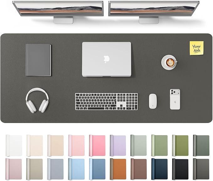 YSAGi Leather Desk Pad Protector, Office Desk Mat, Large Mouse Pad, Non-Slip PU by YSAGi