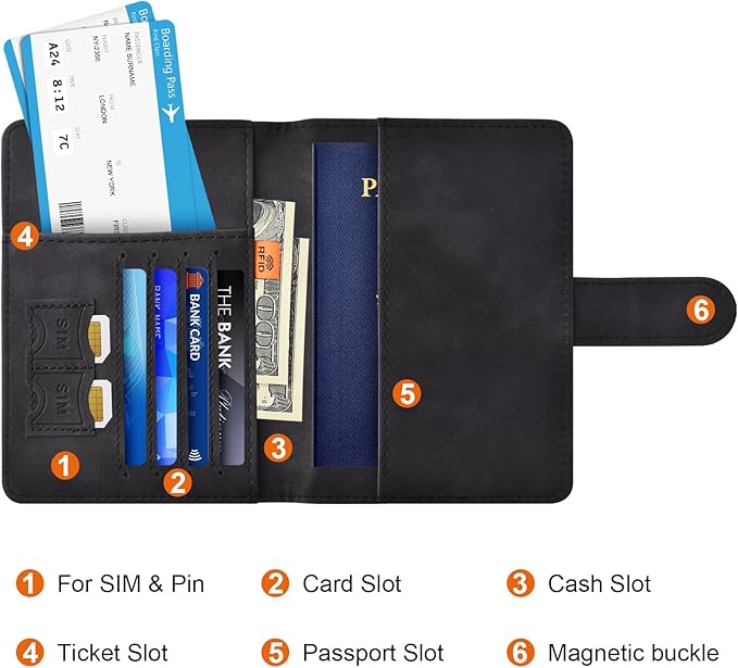 Eoehro Passport Holder for Travel Essentials, Passport Wallet Cover Case for - Image 3