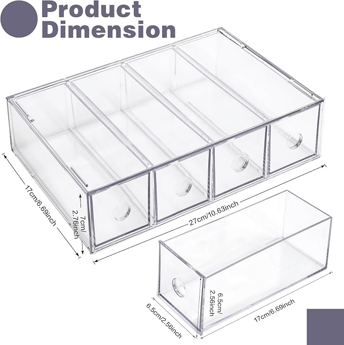 Desk Organizer with 8 Drawers, FODIENS 2 Packs Stackable Desktop Storage Box - Image 3