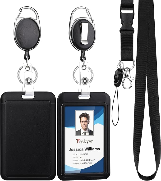 Teskyer Lanyards for ID Badges Set, 2 ID Badge Holder by TESKYER