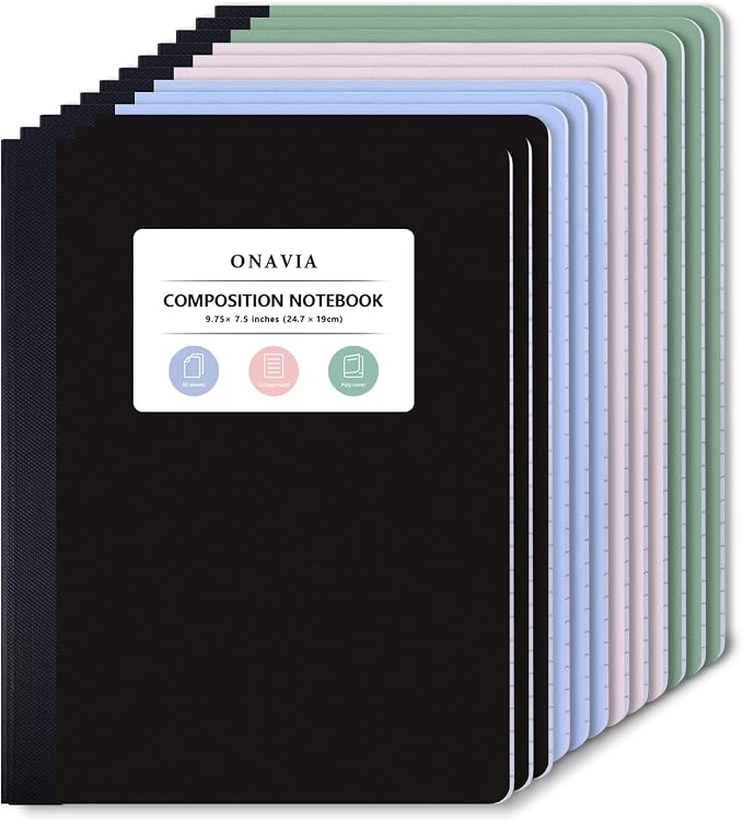 ONAVIA Plastic Composition Notebook College Ruled Bulk, 160 Pages, 9.75 x 7.5 in by ONAVIA