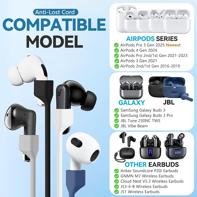 5 Pack Ultra Strong Magnetic AirPods Pro Straps, Anti-Lost Neck Cord - Image 2