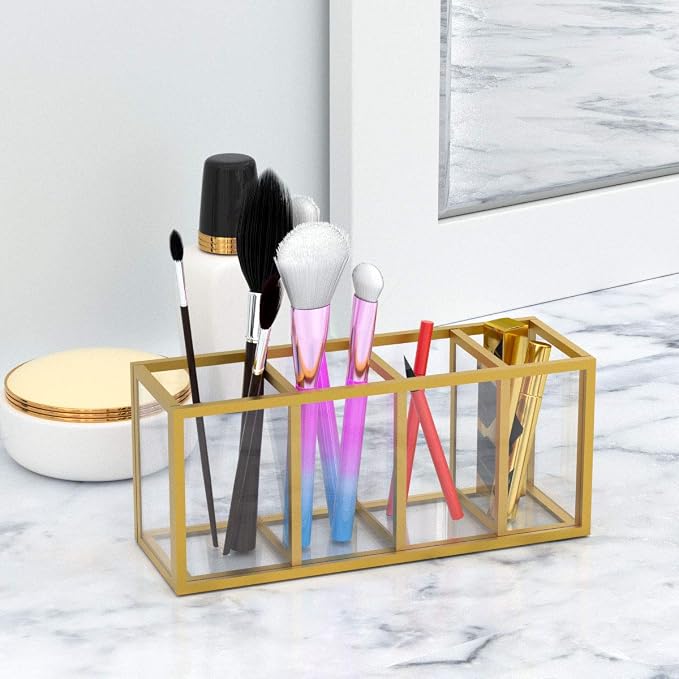 NIUBEE Acrylic Pen Holder 4 Compartments - Image 4