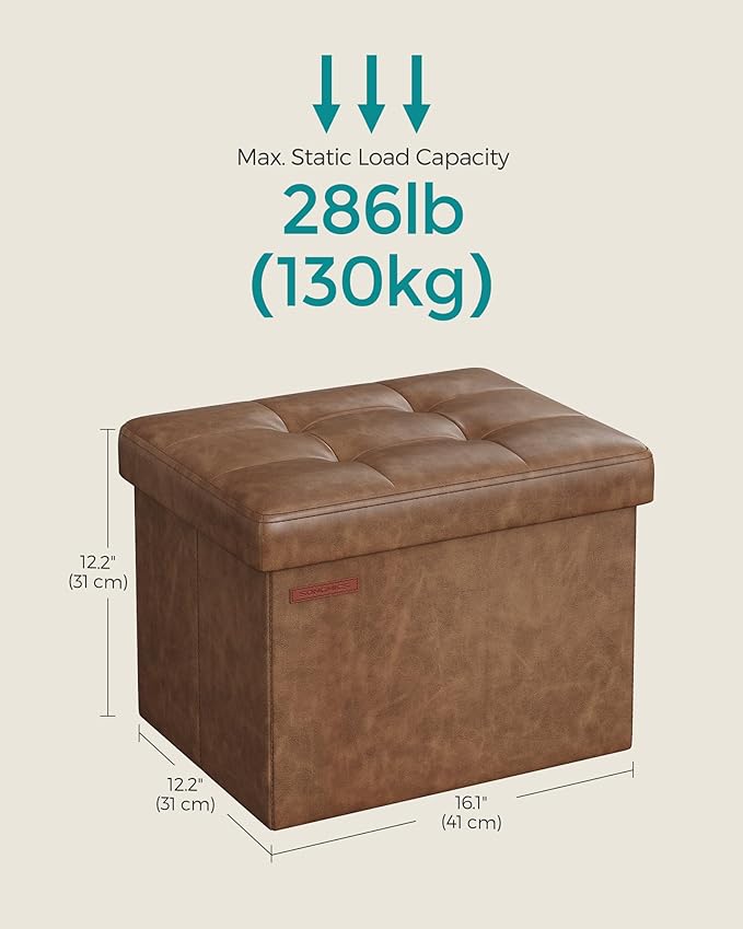 SONGMICS Small Folding Storage Ottoman, Foot Rest Stool, Cube Footrest - Image 2