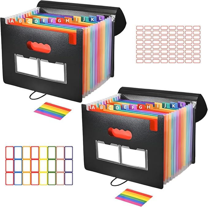 13 Pockets Accordion File Organizer 2 Packs Desktop Expanding File Folders by Unknown