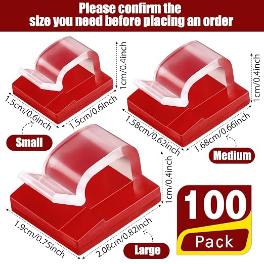 Blulu 100 Pcs Adhesive Cable Wire Clips, Outdoor Light Clips, Cord Management - Image 2