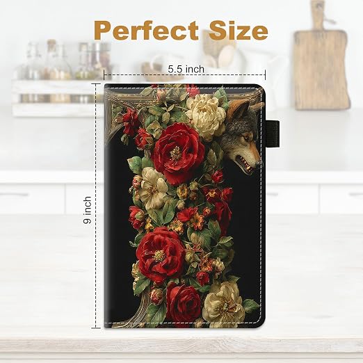 Wolf Roses Large Server Book for Waitress & Waiter 9"x5.5" - Image 2