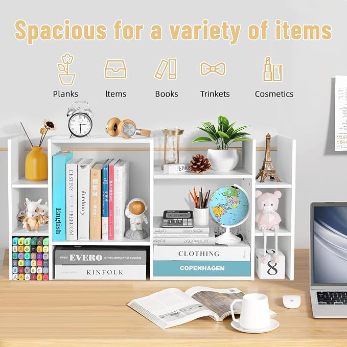 YIGANG Desk Shelf Organizer, 3-Tier Desktop Bookshelf - Image 4
