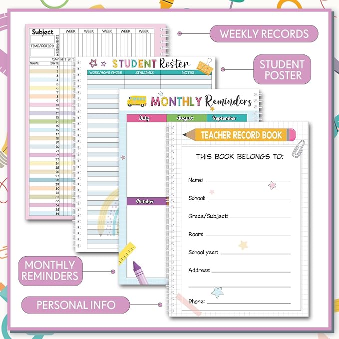 Fuyoooo Teacher Record Book Teacher Grade Books 2026-2027 Spiral Bound Record - Image 4