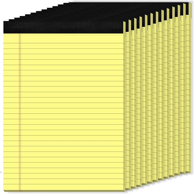 Legal Pads 8.5 x 11 Yellow Note Pads Wide Ruled, 12 Pack Yellow Notepad by WelcometoVishoitty
