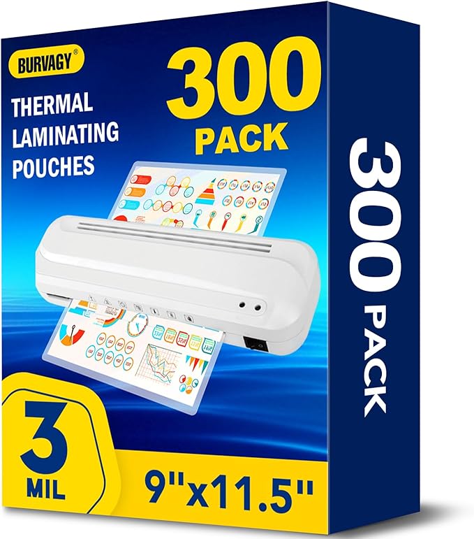300 Pack Laminating Sheets, 3 Mil, 9 x 11.5 Inches Thermal Laminating Pouches Lamination Sheet Paper for Laminator, Clear, Letter Size, Office and School Supplies-DeskLoop Office