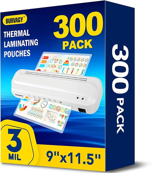 300 Pack Laminating Sheets, 3 Mil, 9 x 11.5 Inches Thermal Laminating Pouches Lamination Sheet Paper for Laminator, Clear, Letter Size, Office and School Supplies-DeskLoop Office
