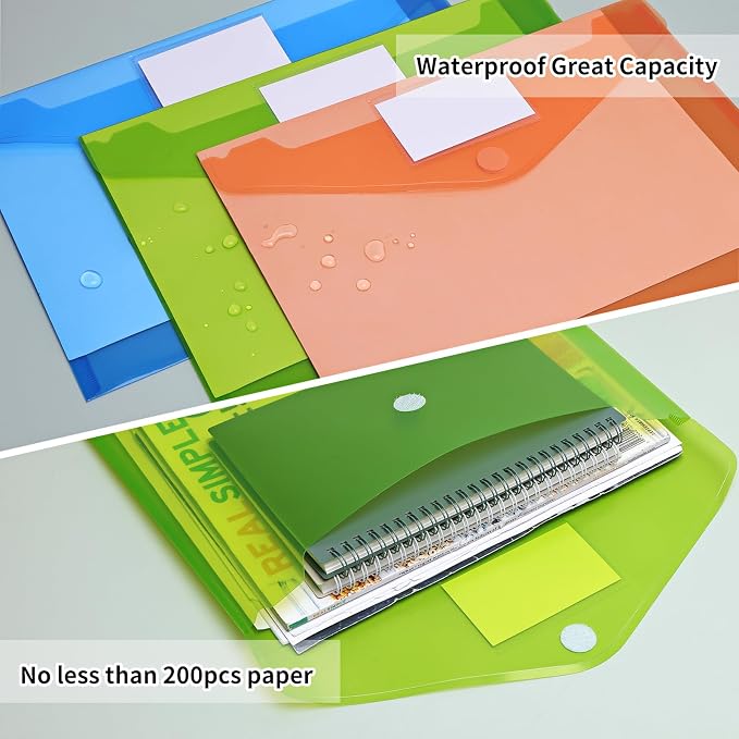 EOOUT 30 Pack 10 Color Plastic Envelopes Poly Envelopes, Hook & Loop Closure - Image 4