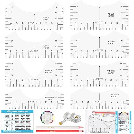 12Pcs Tshirt Ruler Guide for Vinyl Alignment, T Shirt Rulers to Center Designs by Belalasuyu