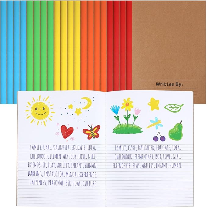 Henoyso 20 Pcs Primary Composition Notebook 9 3/4 x 7 1/2 Inch Kids Journal, Back to School Supplies, K-2 Primary Writing Notebook for Kids Student Draw and Write Story Journal (Bright Color)-DeskLoop Office