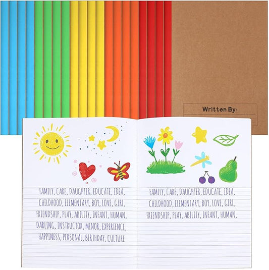 Henoyso 20 Pcs Primary Composition Notebook 9 3/4 x 7 1/2 Inch Kids Journal, Back to School Supplies, K-2 Primary Writing Notebook for Kids Student Draw and Write Story Journal (Bright Color)-DeskLoop Office