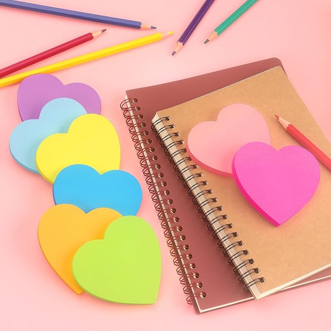 SIMONA Heart Shape Sticky Notes 8 Color Bright Colorful Sticky Pad 75 - Image 7