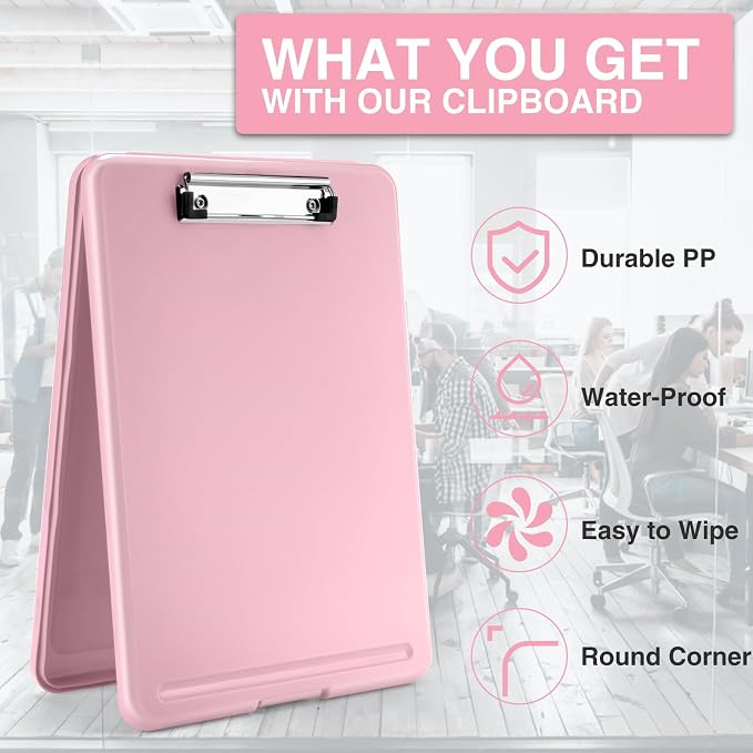 Sooez Clipboard with Storage, Plastic Storage Clipboards with Low Profile Clip - Image 4