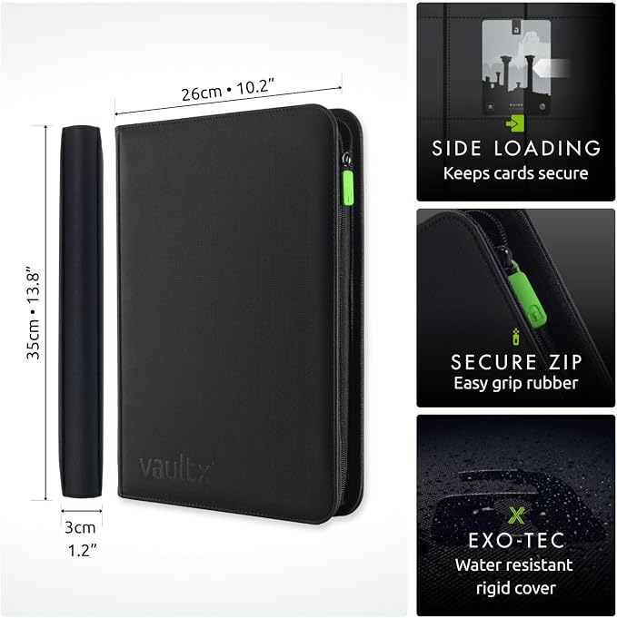 Vault X 9 Pocket Zip Binder, 360 Cards, Exo-Tec Material, 20 Side-Loading Pages - Image 2