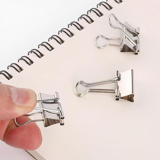 50 Pack Small Silver Binder Clips 3/4 Inch, Colored Little Paper Clamps - Image 3
