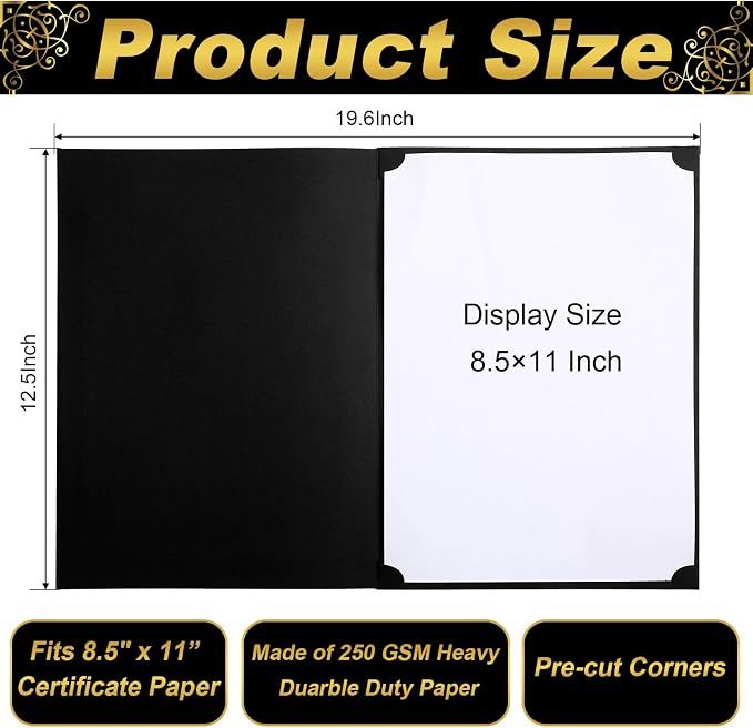 Fainne 120 Pack Certificate Holders Bulk, Diploma Covers Gold Foil Border - Image 2
