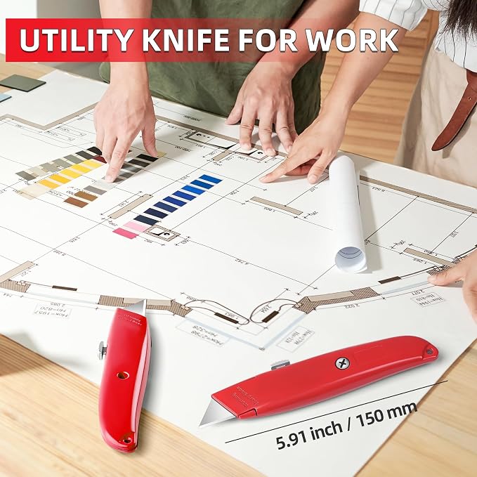 DIYSELF Utility Knife, 20 Pack Heavy Duty Box Cutter Retractable, Box Cutter - Image 4