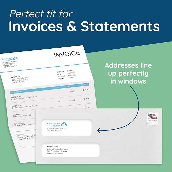 500 No. 9 Flip and Seal Double Window Security Envelopes - Image 2