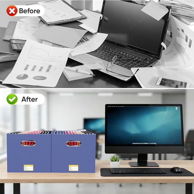 BALEINE File Organizer Box, Cardboard File Folder Organizer - Image 7