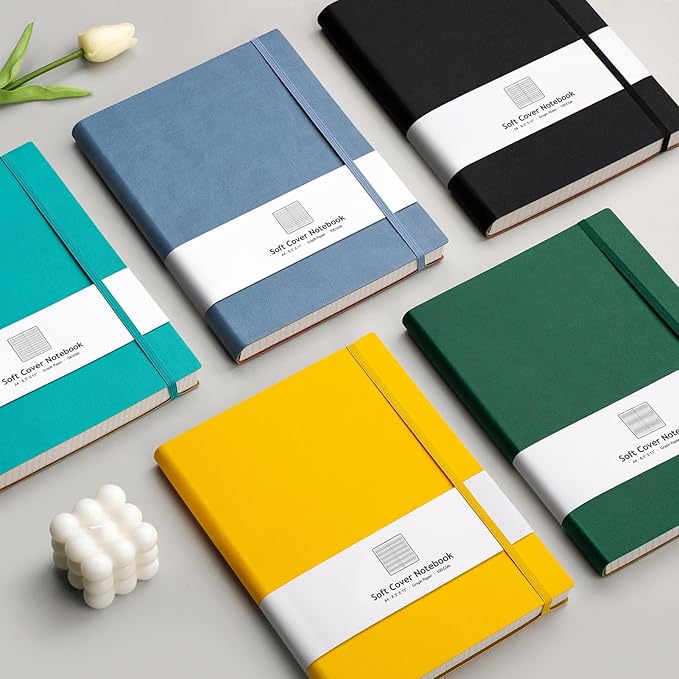 AHGXG Graph Paper Notebook - Grid Paper Notebook Large A4 8.5''×11'', 320 Pages Thick Journal, 100gsm Thick Graph Paper, Leather Softcover, Inner Pocket - Yellow-DeskLoop Office