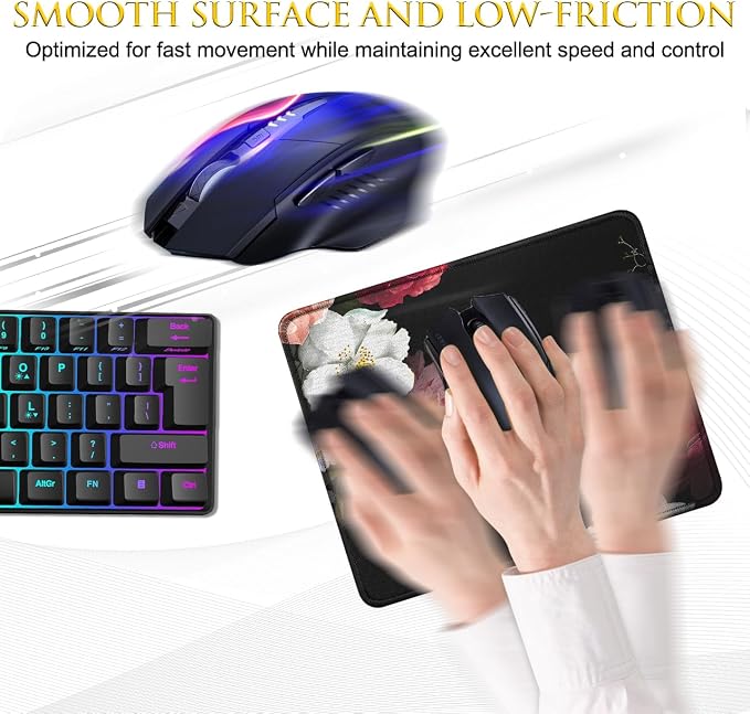 JIKIOU 3 Pack Mouse Pad with Stitched Edge, Portable Size-10.2x8.3in Peony | - Image 4