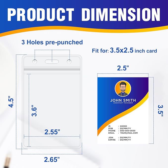 50Pack Vertical ID Badge Holder - Image 2