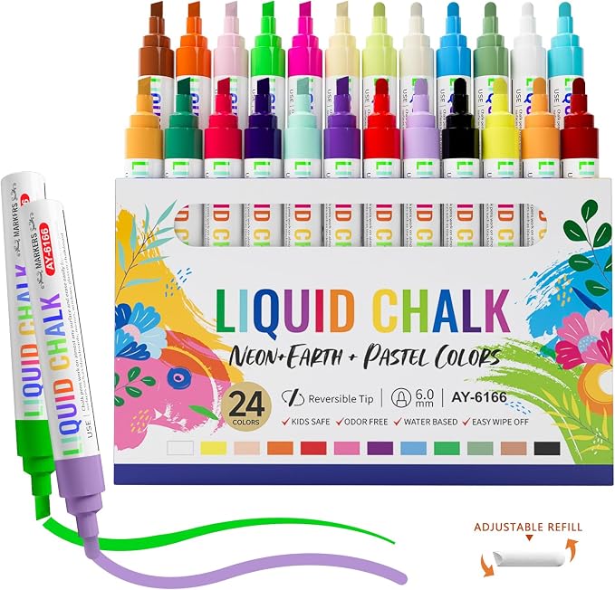 IJIANG Chalk Markers 24 Colors Pack by IJIANG