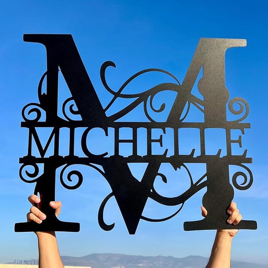 DecoSoul Personalized Metal Name Signs, Split Letter Monogram Wall Art Decor by DecoSoul