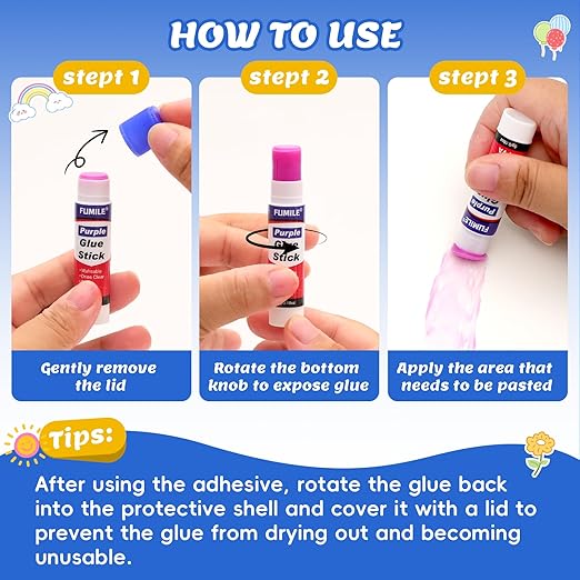 72 Pack Glue Sticks Bulk for Kids, Disappearing Purple Glue Sticks for Classroom and Teacher Supplies.Dries Clear, Non-Toxic, Washable, Back to School Supplies and Classroom Must Haves-DeskLoop Office