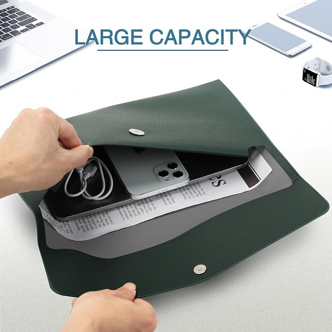 FYY File Folder, PU Leather A4 Document Holder File Organizer Filing Envelope - Image 2