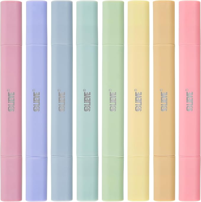 BLIEVE Bible Highlighters No Bleed Through, Pastel Colors, Dual Tip, 8 Pack | by BLIEVEART