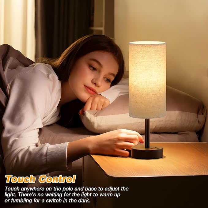 Dicoool Beige Touch Lamp for Bedroom - Image 2