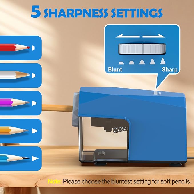 AFMAT Electric Pencil Sharpener, Fast & Hands-Free, 10K+ Uses, 5 Nibs, Fully - Image 5