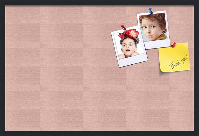 PinPix 36x24 Inch Cork Bulletin Board. This Decorative Framed Pin Board Comes with Pink Pastel Design and a Satin Black Frame. Ideal for Home Office Decor or Message Board (PinPix-1813)-DeskLoop Office